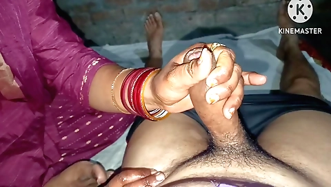Indian hairy handjob and sex with a stepfather-in-law