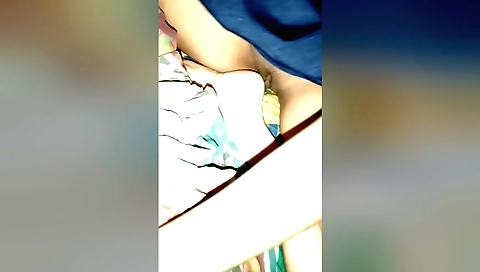 Amateur brunette girl fucks her pussy with a hard stick