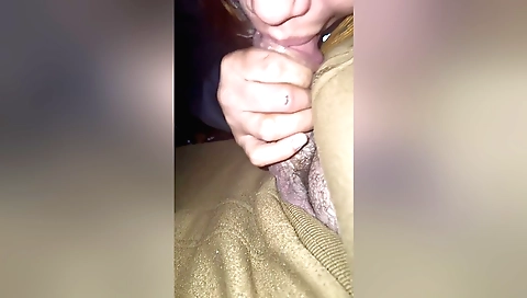Brunette sucking dick in the car in her amateur clip
