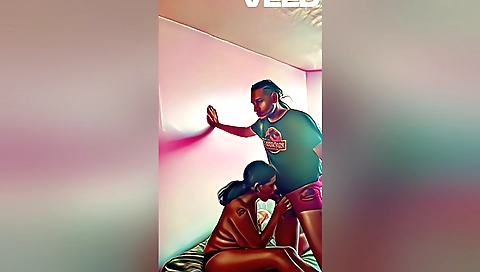 Indian girlfriend sucks her man's big cock and enjoys deepthroating