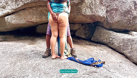 Indian couple riding and fucked on the bed and on the yard