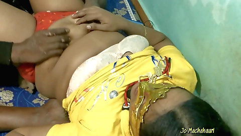 Indian amateur wife and her husband in the bedroom