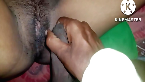 Indian girl is playing with her hairy pussy and pussy