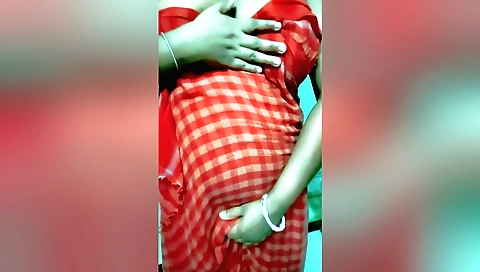 Solo female in indian bikini towel dances in the bathroom