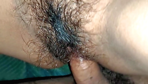 Hairy indian wife and her husband have fun in the village