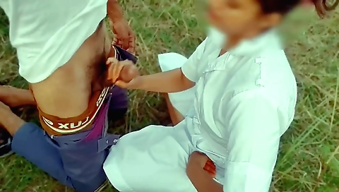 Indian brunette nurse fucks her patient in the outdoor