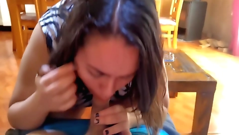 Stepmom is cleaning up and watching her stepson masturbate