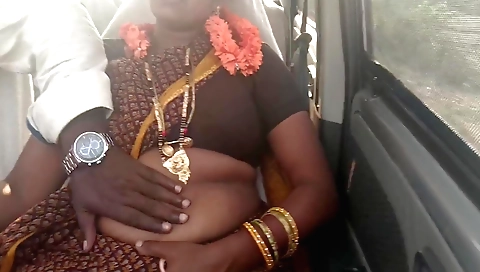 Amateur Indian milf in a hot car talking to her stepson
