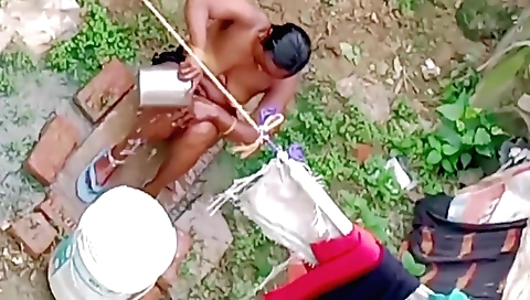 Indian chick is taking a break from work in the outdoor