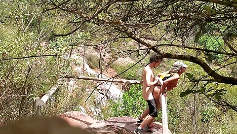A girl enjoying the view outdoors and making a girl sexy