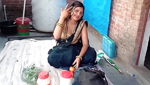 Indian girl in black dress dancing and naked in her clothes