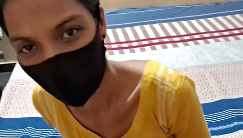Indian brunette in a sexy dress getting off in the bedroom