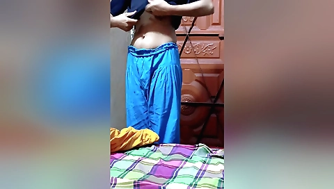 Indian girlfriend masturbates in a room by herself