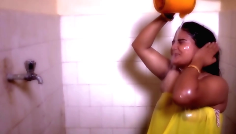 Busty mallu bath video with a sexy brunette in lingerie