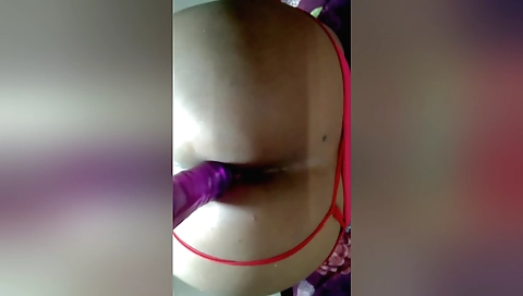 Indian girl plays with her big ass dildo in her pussy