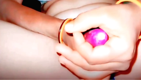 Asian girl with natural tits masturbating with toys