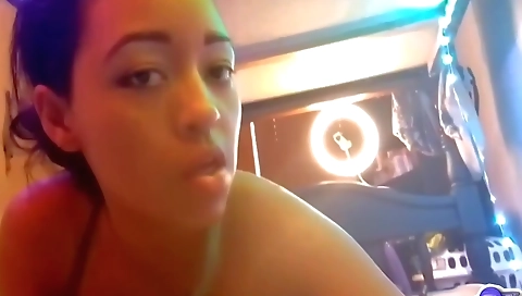 Big ass brunette pussy rubbed and moans like a slut