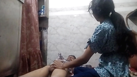 Indian babe gets nailed in hot handjob from a guy's cock