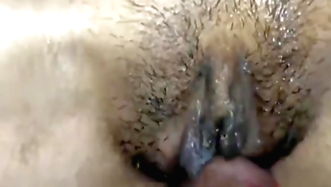 Indian girl with a sexy face and long legs has her hairy pussy licked