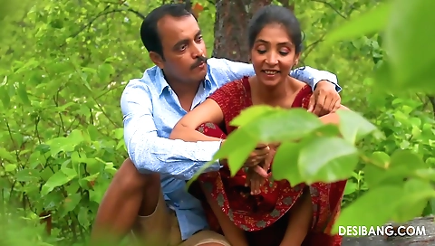 Indian bride in her 40s enjoys outdoor sex in the jungle