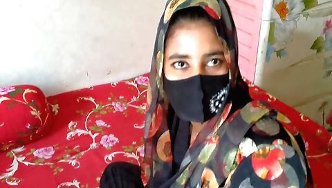 Indian brunette with a hairy pussy trapped in her home