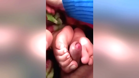 Amateur girl with boobs has her foot fetish filmed on cam