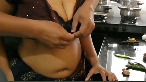 Indian brunette fucked in the kitchen in web camera