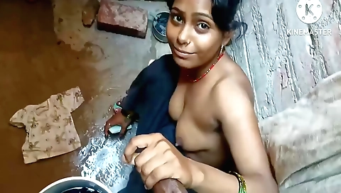 Indian girl gets hammered by the guy at house in bathroom