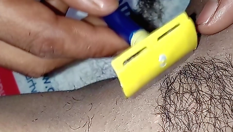 Indian hairy pussy girl is getting her pussy cleaned