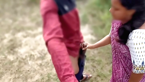 Indian amateur plays with her huge cock in outdoor