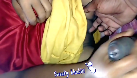 amateur handjob pov with hairy pussy of a brunette