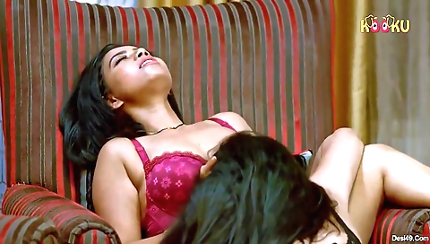 Busty brunette milf enjoys a threesome with her lover