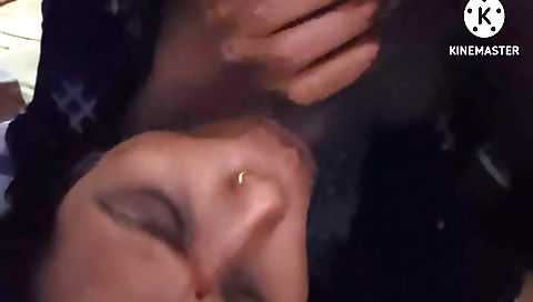 Indian chick sucking her stepbrother's big black cock