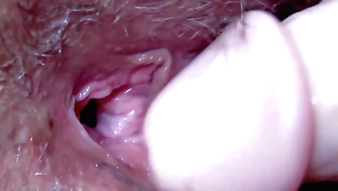 Hairy amateur blonde fucks with finger and dildo in solo