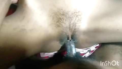 Indian schoolgirl gets her hairy pussy fucked in a dark room