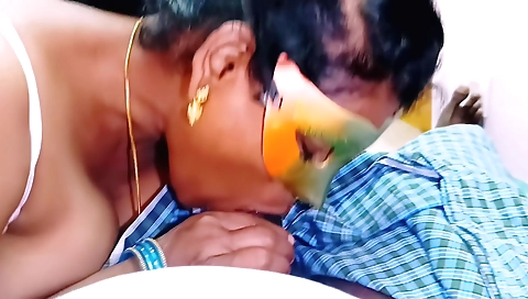 Indian brunette is having a hot threesome with two husbands