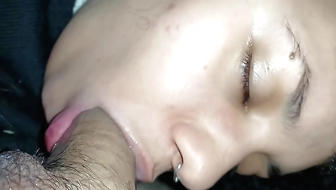 Indian girl is showing her big boobs and mouth with her hands